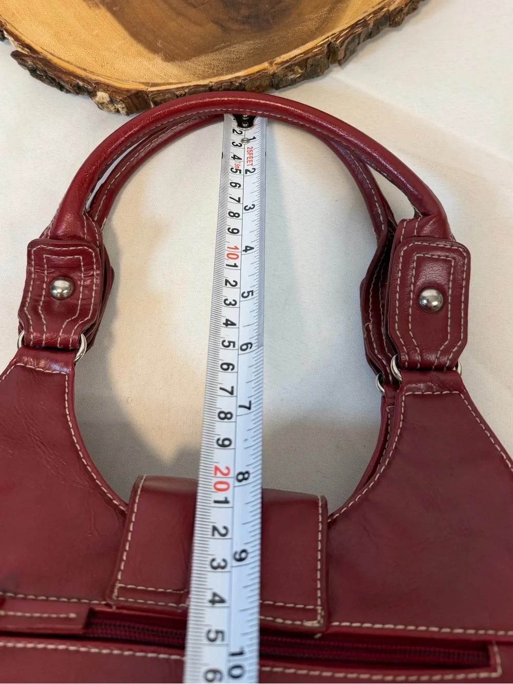 St. John’s‎ Bay Red Faux Leather Studded Shoulder Bag Silver Hardware Hobo